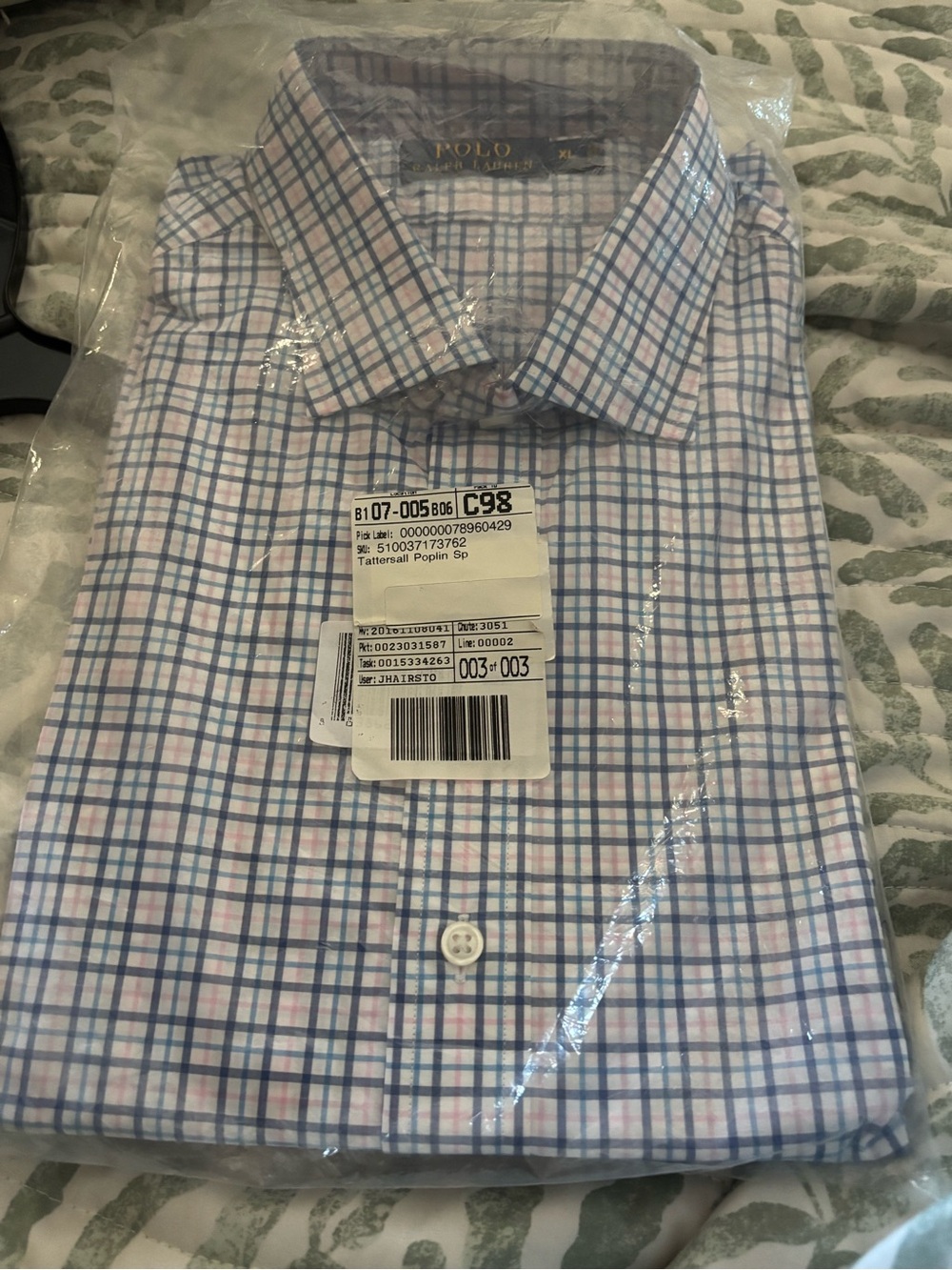 Classic Polo Ralph Lauren Blue and Pink Plaid Button-Down Shirt